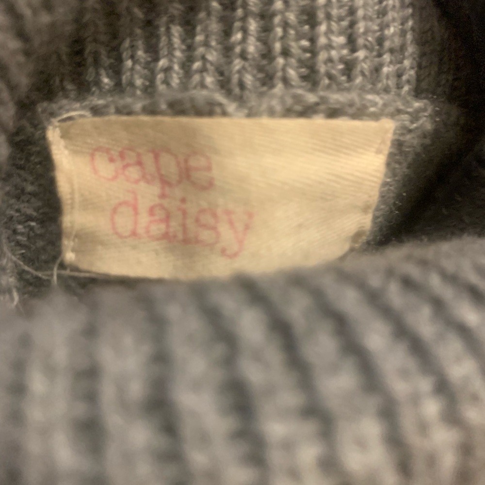 Women’s Wool Blend Chunky Knit Poncho Turtleneck Cream Grey One Size - Picture 15 of 15